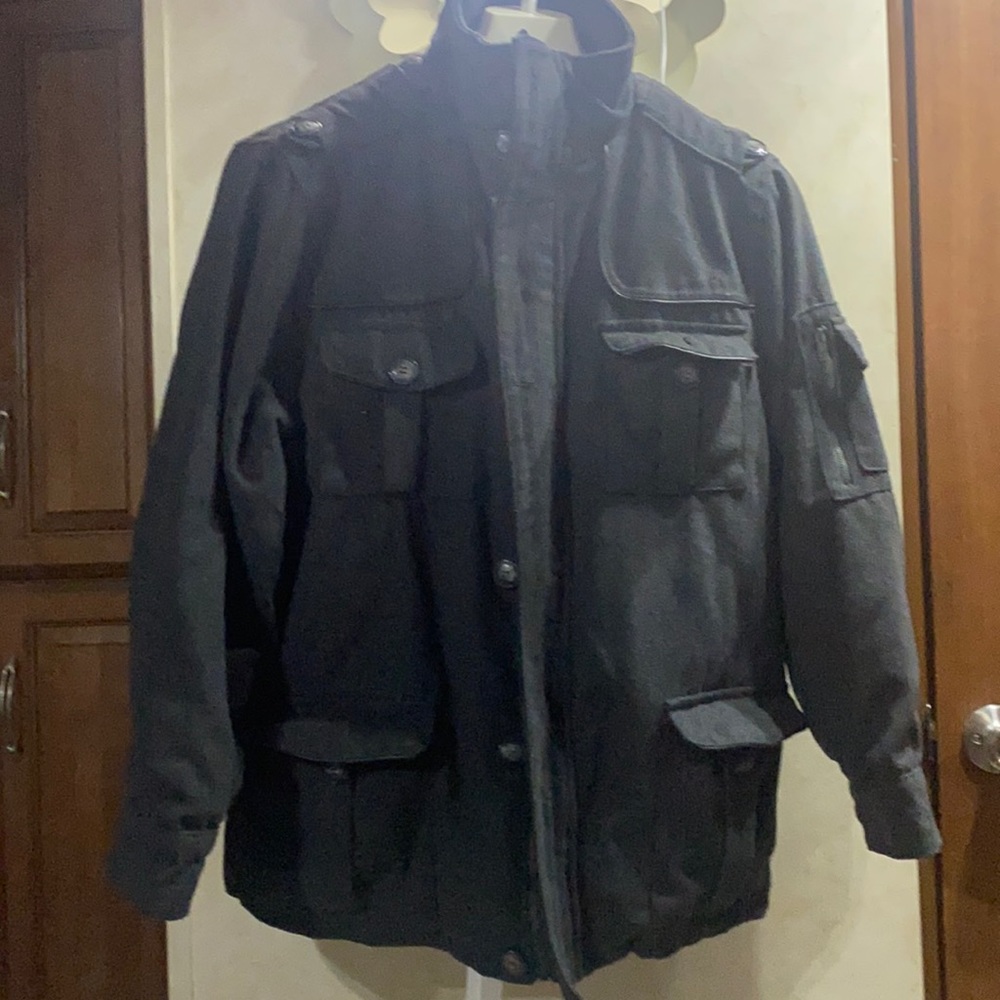 Sportier Polyester Wool Lined Jacket Coat L (Las)